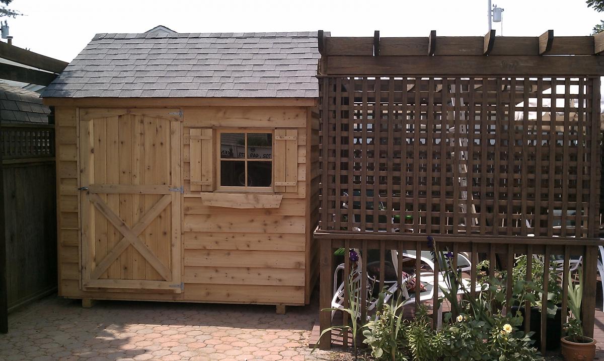8x8 Cedar Gable just fits in the space