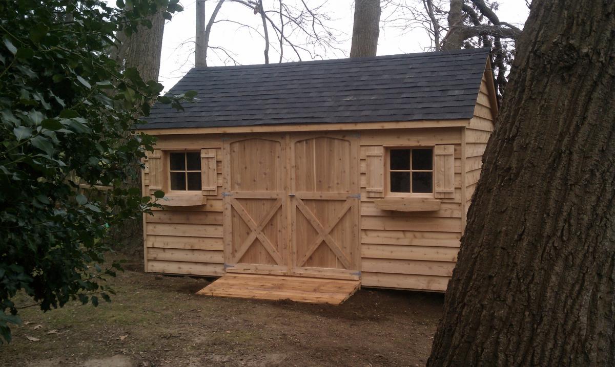 10x16 Cedar Gable with double 36-inch doors rather than the typical double 30's