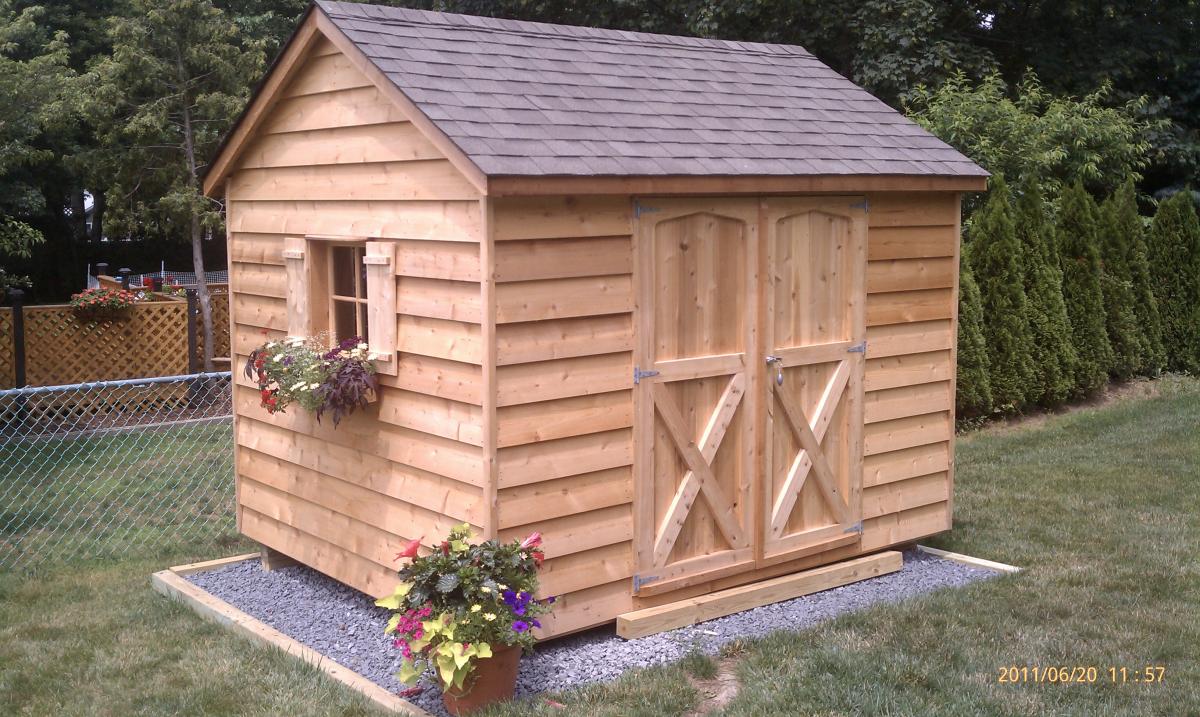 8x10 Cedar with double doors on the front