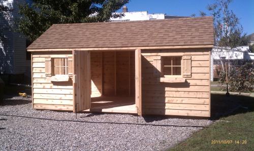 10x20 Cedar Gable with Double Doors on the Front and Side